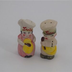 Vintage Chef Salt and Pepper Shakers Set Ceramic‎ Japan Kitchen Decor
